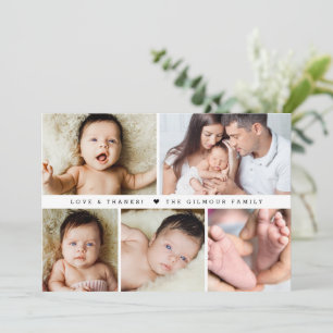 Carte De Remerciements Love & Thanks Baby shower Photo Collage Nouveau bé