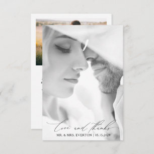 Carte De Remerciements Love & Thanks Modern Calligraphy Mariage photo