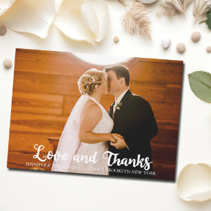 Carte De Remerciements Love & Thanks Simple Chic Mariage Photo