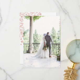 Carte De Remerciements Lovebirds Secret Garden Blush Floral Photo Mariage