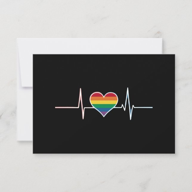 Carte De Remerciements Lovely LGBT Gay pride Heartbeat Lesbian Gays Love (Devant)