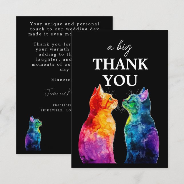 Carte De Remerciements Lovely 🌈  Purrfectly Yours: Purrfectly  (Devant / Derrière)