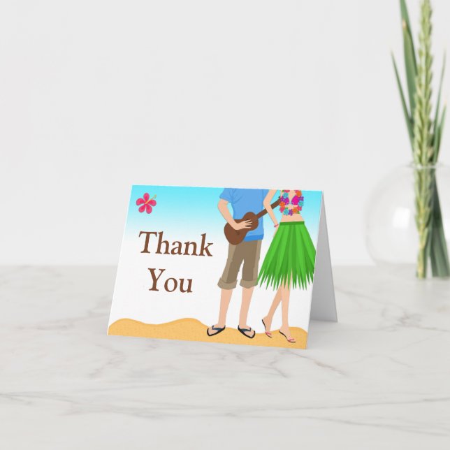 Carte De Remerciements Luau Couple Wedding Shower Thank You Card (Devant)