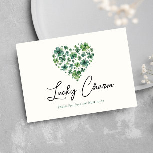 Carte De Remerciements Lucky Charm Shamrock Baby shower de coeur