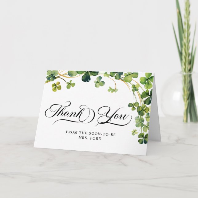 Carte De Remerciements Lucky in Love Baby Shower Trèfle Vert (Devant)