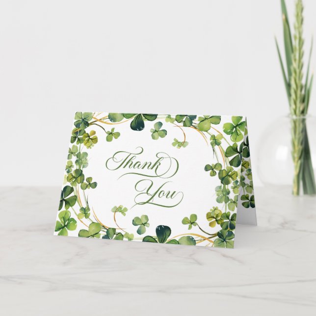 Carte De Remerciements Lucky in Love  Bridal Shower Green Shamrock (Devant)