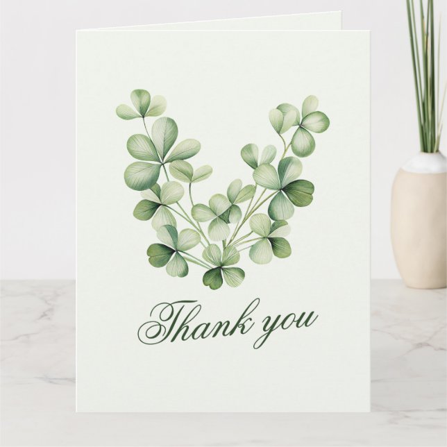 Carte De Remerciements Lucky in Love Bridal Shower Green Shamrock  (Devant)