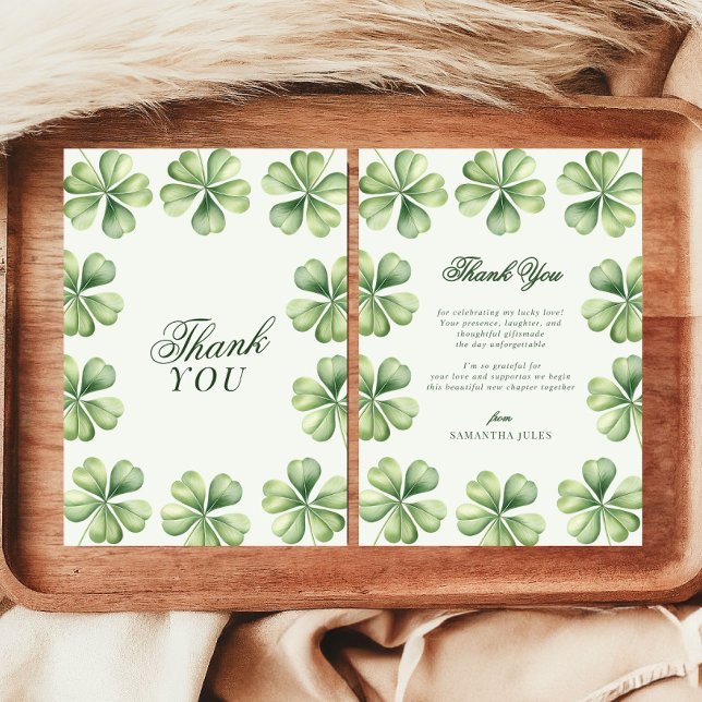 Carte De Remerciements Lucky in Love Bridal Shower Green Shamrock  (Créateur téléchargé)
