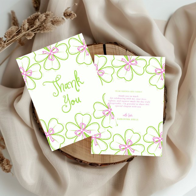 Carte De Remerciements Lucky in Love Bridal Shower Pink Green Shamrock  (Créateur téléchargé)