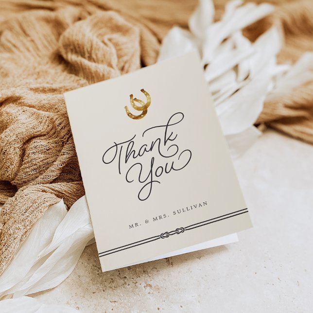 Carte De Remerciements Lucky in Love | Rustic Horseshoes Mariage (Créateur téléchargé)