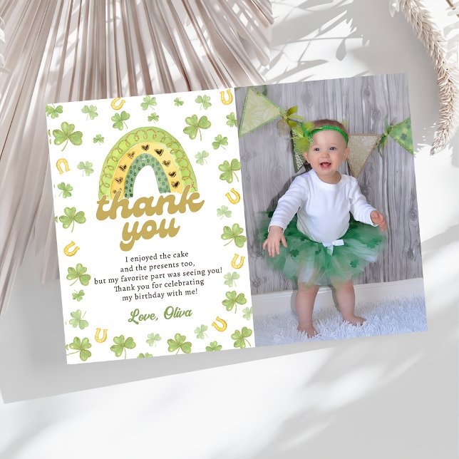 Carte De Remerciements Lucky One Rainbow Birthday Photo Thank You Card (Créateur téléchargé)