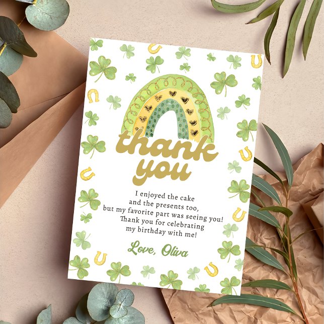 Carte De Remerciements Lucky One Rainbow Shamrock Birthday Thank You Card (Créateur téléchargé)