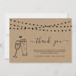 Carte De Remerciements Lumières à cordes avec toast de champagne et bière