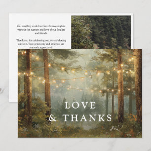 Carte De Remerciements Lumières de chaîne de forêt aquarelle Boho Mariage