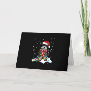 Carte De Remerciements lumières de Noël schnauzer mignon avec chapeau san