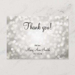 Carte De Remerciements Lumières de parties scintillantes d'argent de baby
