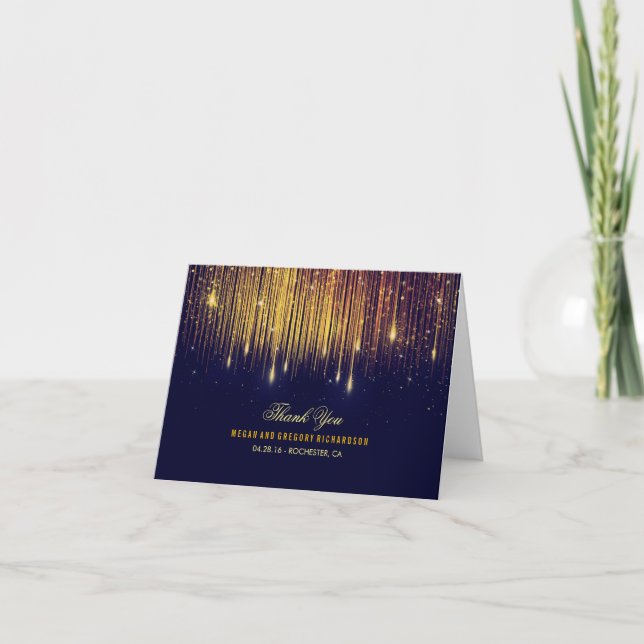 Carte De Remerciements Lumières en Chaîne Or et Nuit de Noces Remerciemen (Devant)