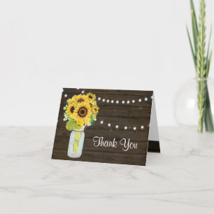 Carte De Remerciements Lumières féériques de jarres de maçon tournesol ru