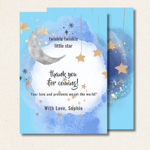 Carte De Remerciements Lune Céleste Étoiles, Bleu Foncé Et Or