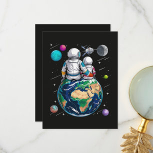 Carte De Remerciements Lune et astronaute