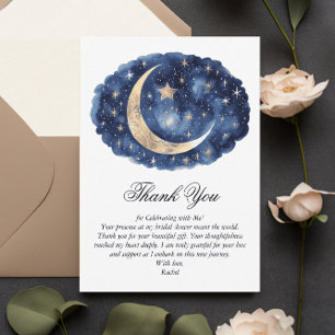 Carte De Remerciements Lune et Étoiles Thème Céleste pour une Baby Shower