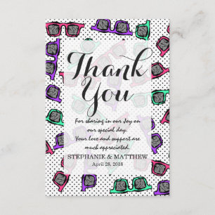 Carte De Remerciements Lunettes de soleil rétro des années 90 esquissées 