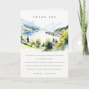 Carte De Remerciements Lungern Suisse Paysage à l'aquarelle Mariage
