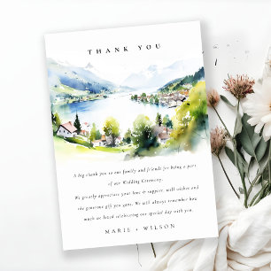 Carte De Remerciements Lungern Suisse Paysage à l'aquarelle Mariage