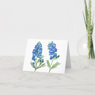Carte De Remerciements Lupins bleus floraux vintage aquarelle Texas