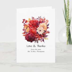 Carte De Remerciements Luscieux Mariage de fleurs rouges