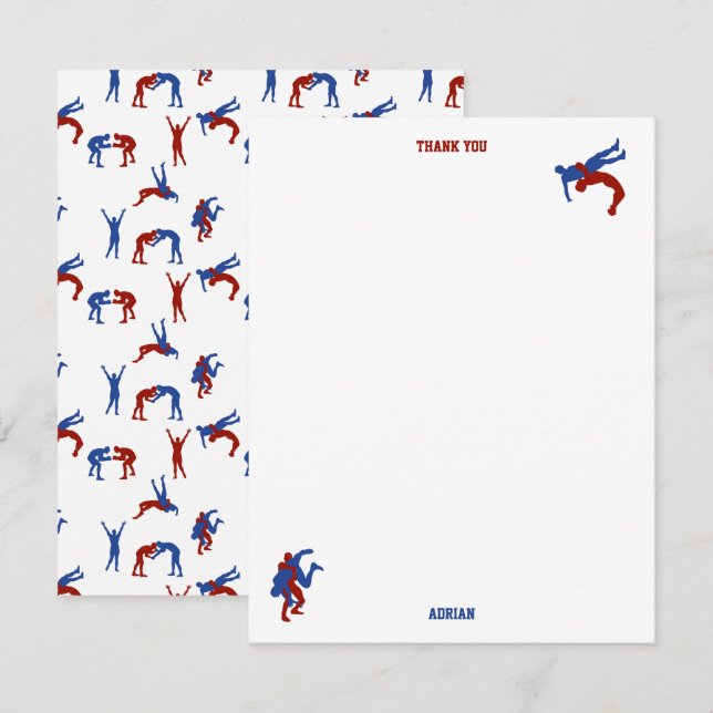 Carte De Remerciements Lutte Gréco-Romaine Freestyle Nom Personnalisé (Devant / Derrière)