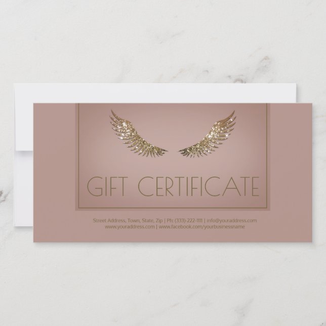 Carte De Remerciements Luxe Design Lash Certificat cadeau Golden Wings (Devant)