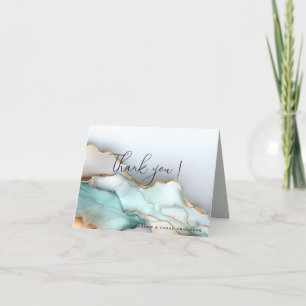 Carte De Remerciements Luxe Opal Turquoise Or Liquide d'alcool Encre