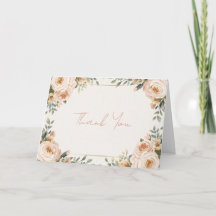 Luxury Floral Bridal Shower Thank You Card | Blush
