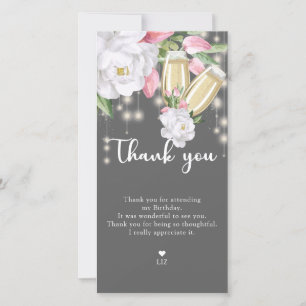 Carte De Remerciements Luxury Grey Floral 30e anniversaire