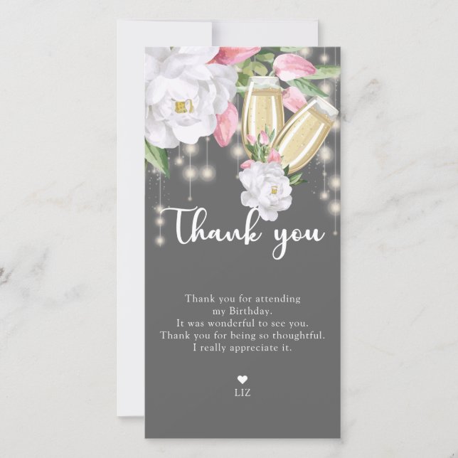 Carte De Remerciements Luxury Grey Floral 30e anniversaire (Devant)