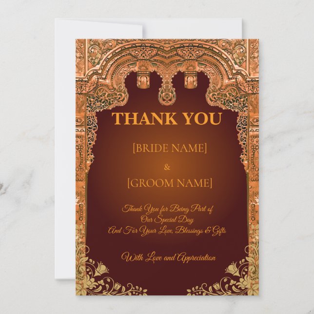 Carte De Remerciements Luxury Red and Gold Wedding Thank You Card (Devant)