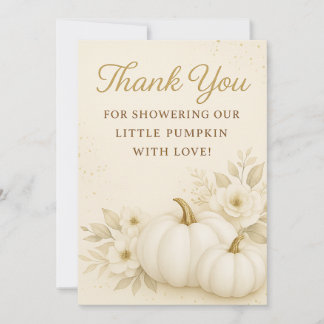 Carte De Remerciements Luxury White & Gold Pumpkin Baby Shower Thank You 