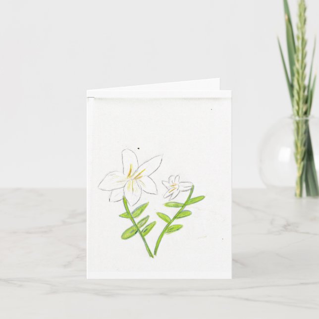Carte De Remerciements Lys de Pâques blancs (Devant)