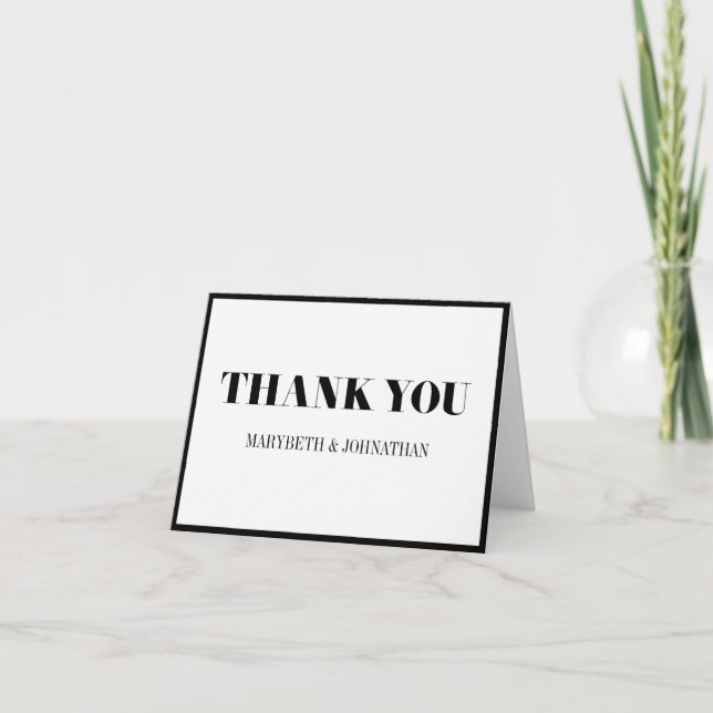 Carte De Remerciements M. et Mme Bold Wedding Thank You Card (Devant)