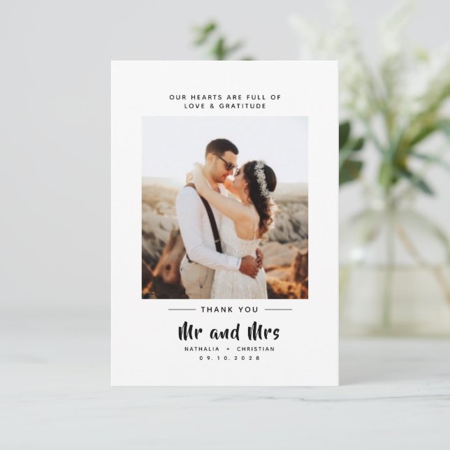 Carte De Remerciements M. & Mme | Mariage de script en gras (Debout devant)