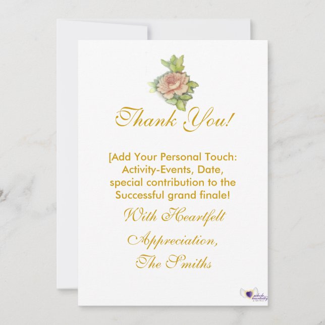 Carte De Remerciements Ma Gratitude Spécialement Pour Vous!-Personnaliser (Devant)