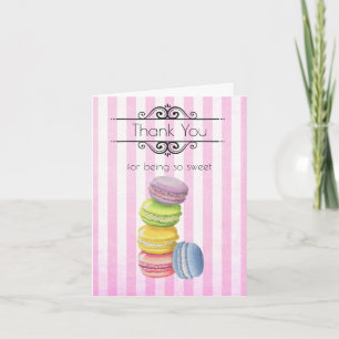 Carte De Remerciements Macarons Pâtisserie Française Aquarelle Pastel Mer