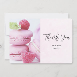Carte De Remerciements Macarons roses et framboises rouges