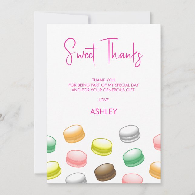 Carte De Remerciements Macarons Sweet 16 (Devant)