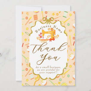 Carte De Remerciements Machine à coudre pour entreprise de couturière jau