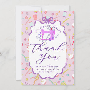 Carte De Remerciements Machine à coudre pour entreprise de couturière Vio