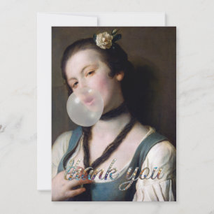 Carte De Remerciements Mademoiselle Sassy gonflant du chewing-gum