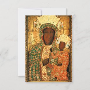Carte De Remerciements Madone noire et Enfant Notre-Dame de Czestochowa