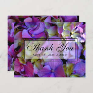 Carte De Remerciements Magenta Purple bleu jaune Hydrangeas fleurs
